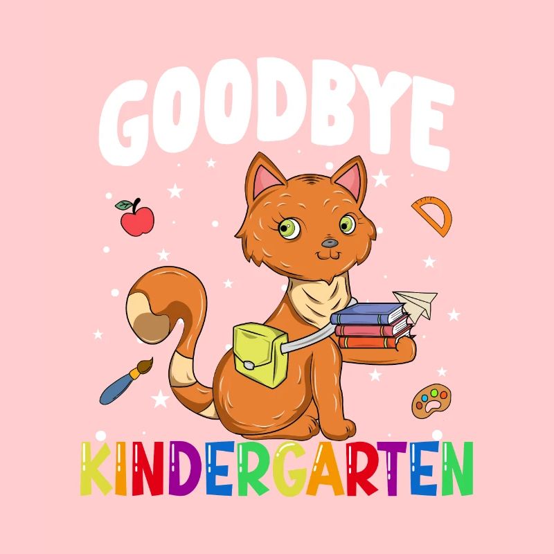 Goodbye Kindergarten Katze Einschulung Schule