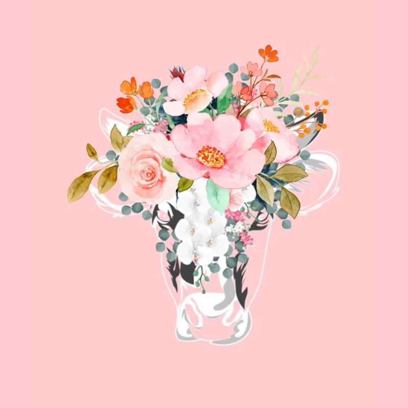 KUHKOPF MIT BLÜTEN