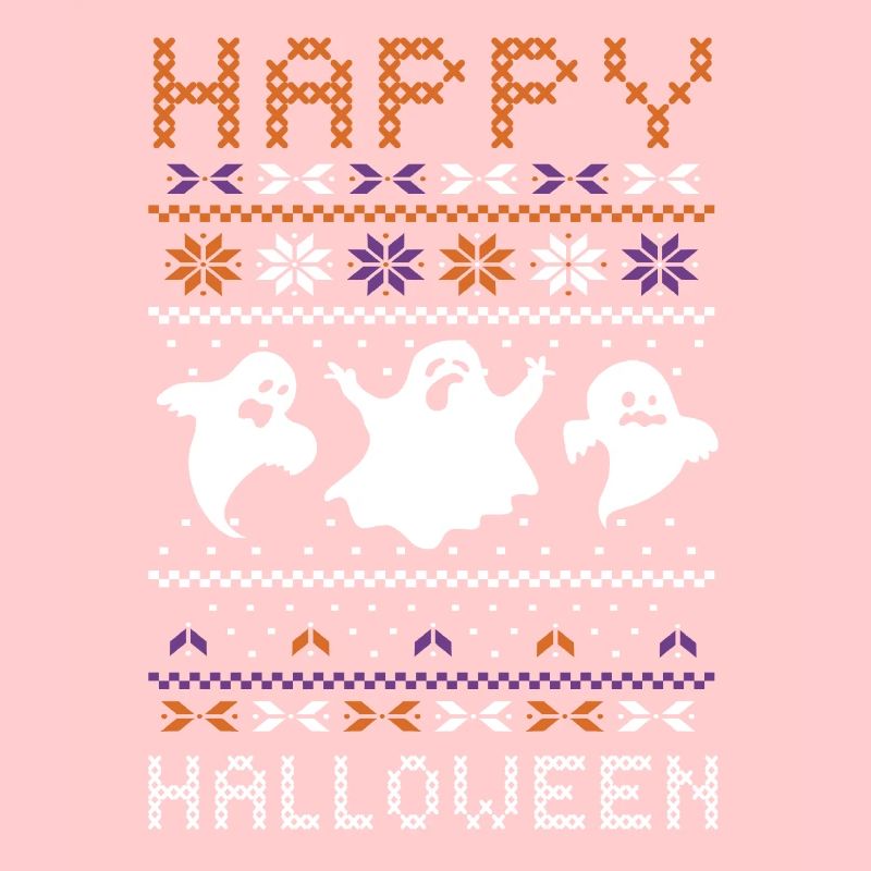Stitch Pattern Ghost Creatures Happy Halloween