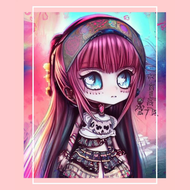 Kawaii Chibi Mädchen Anime Artwork Geschenk
