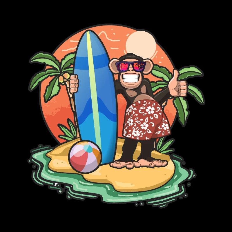 Drôle de singe Surf Lovers Cool Planche de surf Surf