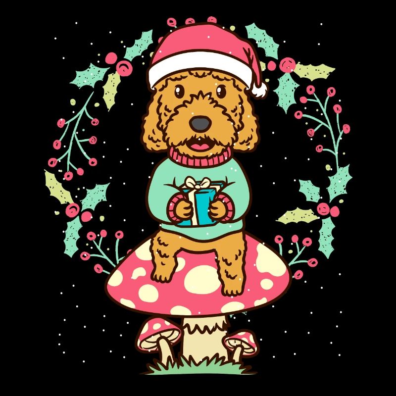 Cockapoo Hund Auf Pilz Weihnachtskranz Weihnachten