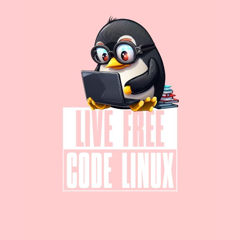 Live Free Code Linux Nerd Tux Nerdy Penguin Coding