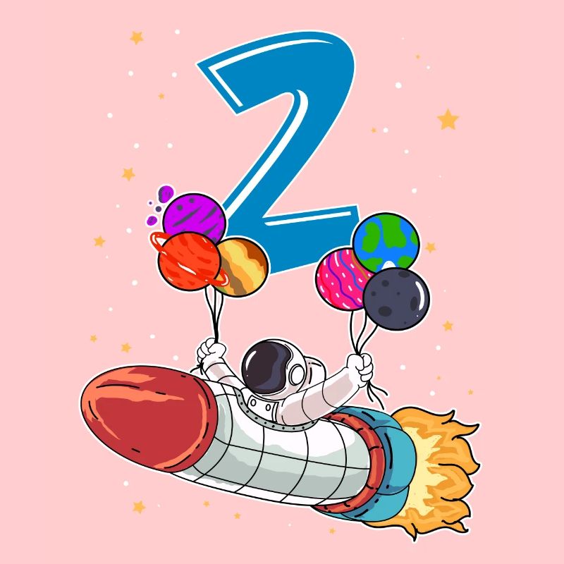 Astronaute 1 an Space Rocket 2e anniversaire