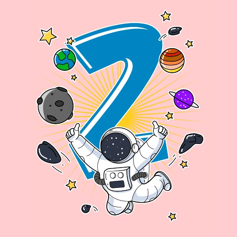 Astronaute 1 an Space Rocket 2e anniversaire