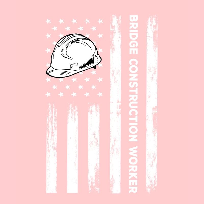 Usa flag bridge construction worker