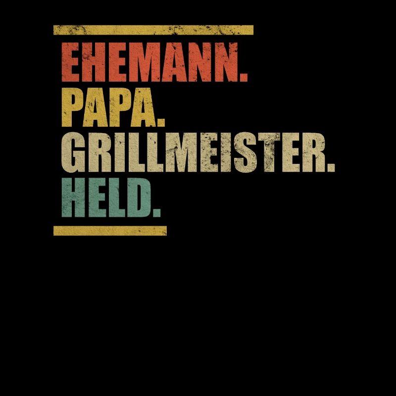 Ehemann Papa Grillmeister Held Retro Vatertag