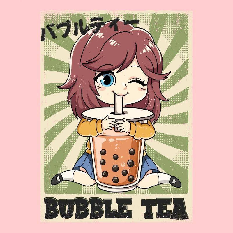 Boba Tea Anime Mädchen Bubble Tea
