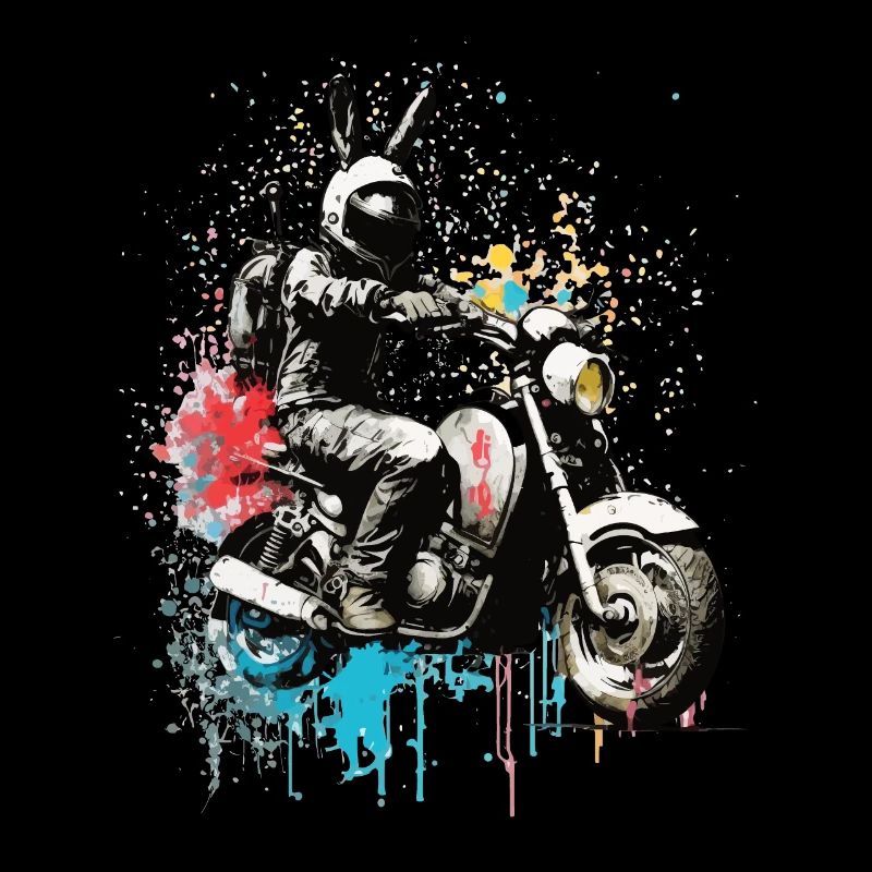 Graffiti Hase auf Motorroller Motorrad