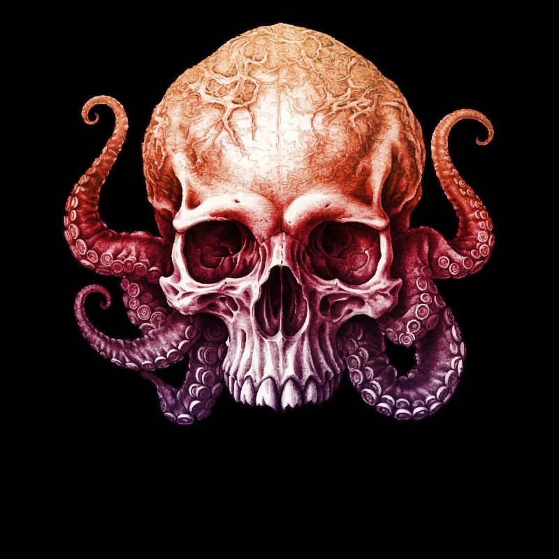 Octopus Skull Enigmatic Depths Gradient Tentacles