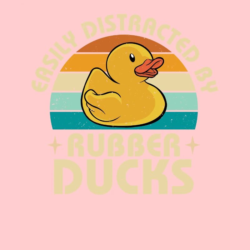 Retro Easily Distracted By Rubber Ducks Duckling V