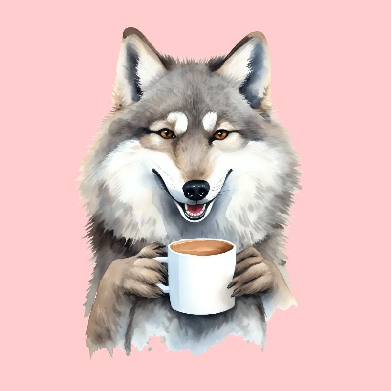 Wolf avec style aquarelle café
