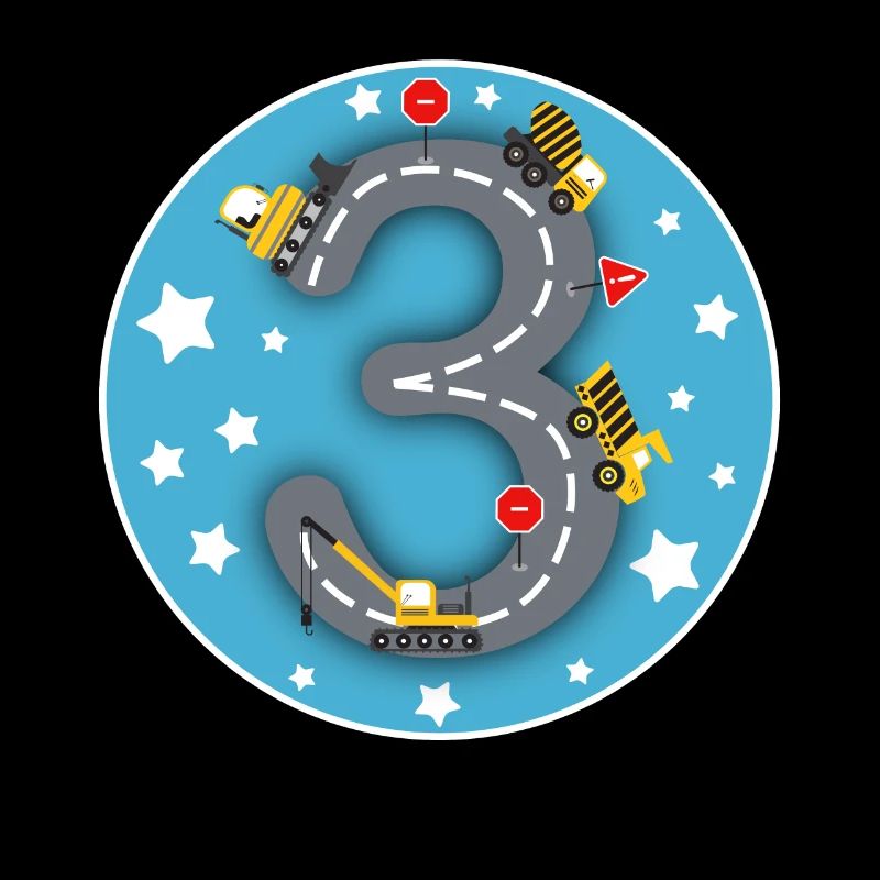 Kinder Geburtstagsshirt 3 Jahre Baustelle Bagger