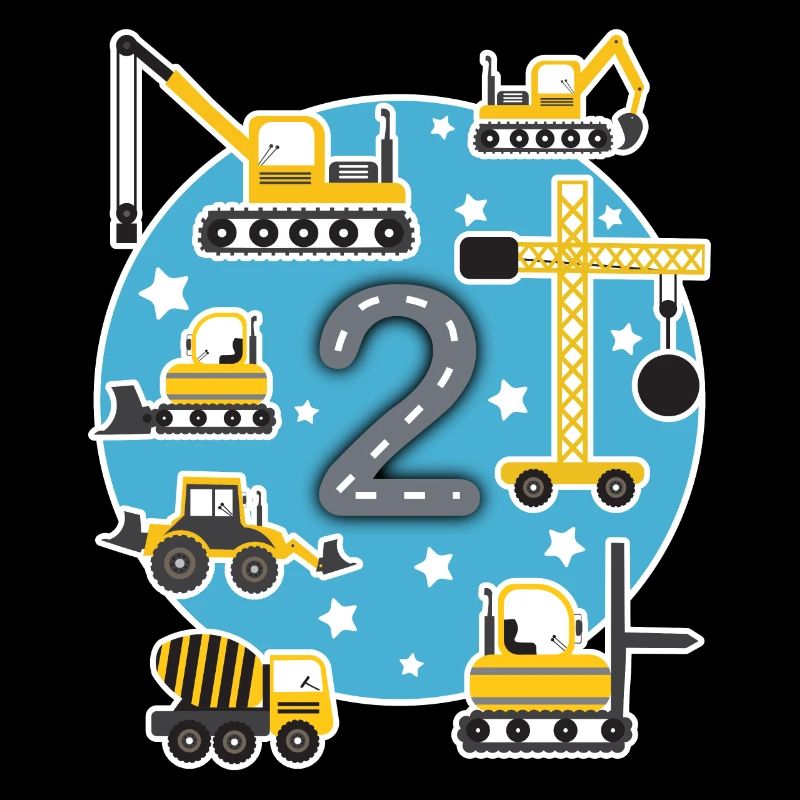 Kinder Geburtstagsshirt 2 Jahre Junge Baustelle