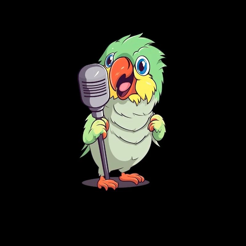 Comic Vogel rockt das Mikrofon - Bunte