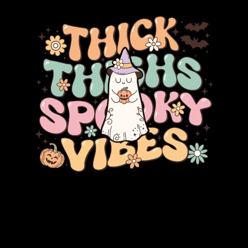 Retro Halloween Design: Thick Thighs Spooky Vibes