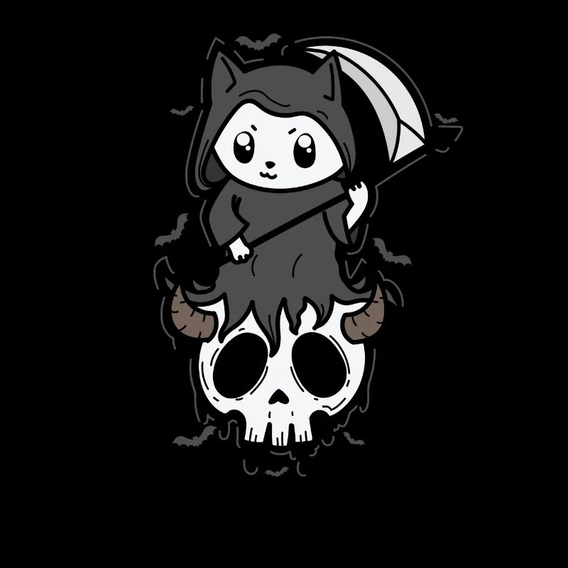 Katze mit Sense Grusel Gothic Stil