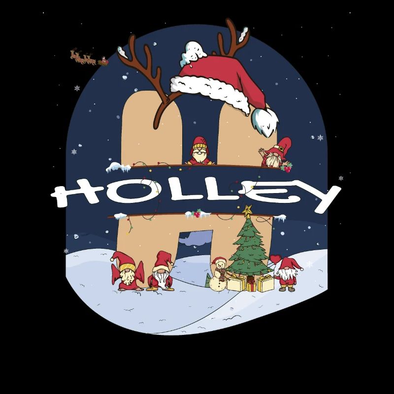 Génial Holley nom w chapeau de père Noël dans le thème de Noël