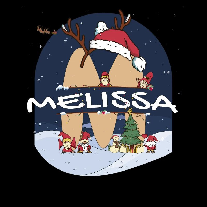 Génial Melissa nom w chapeau de père Noël dans le thème de Noël