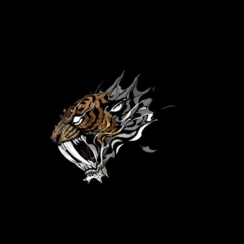 Conception de tatouage de tigre à dents de sabre féroce