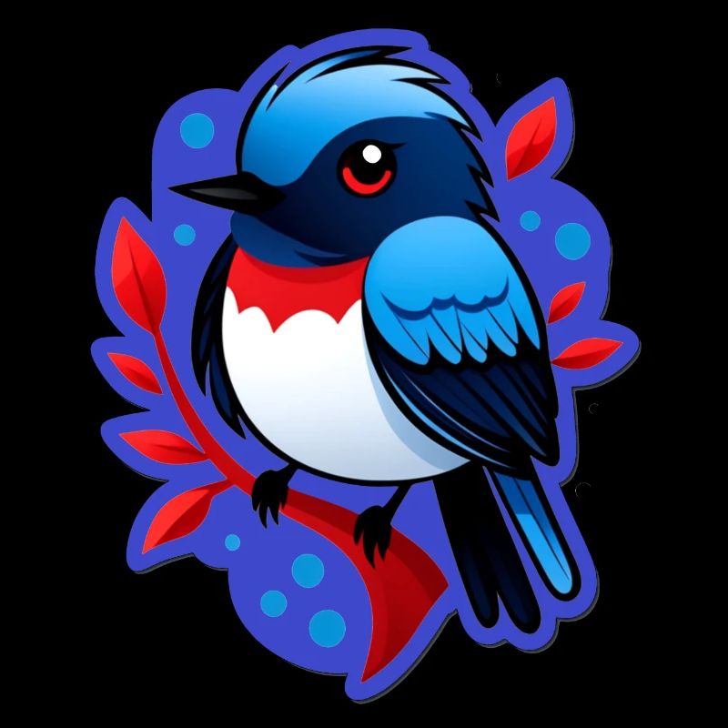 Moineau sur une branche - illustration en couleur