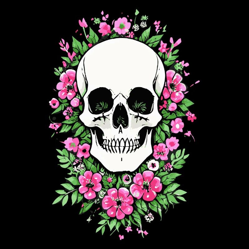 Skull Blütenschädel Totenkopf Schädel mit Blumen