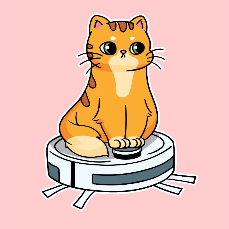 Saugroboter mit Katze Saugerroboter