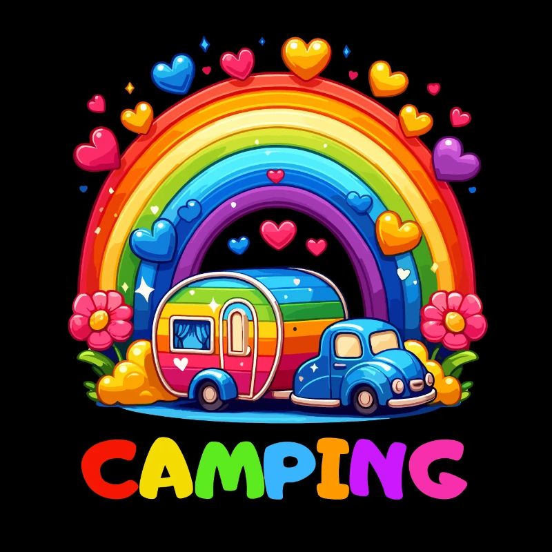 Camping Regenbogen Campingplatz Glück Camper Herz