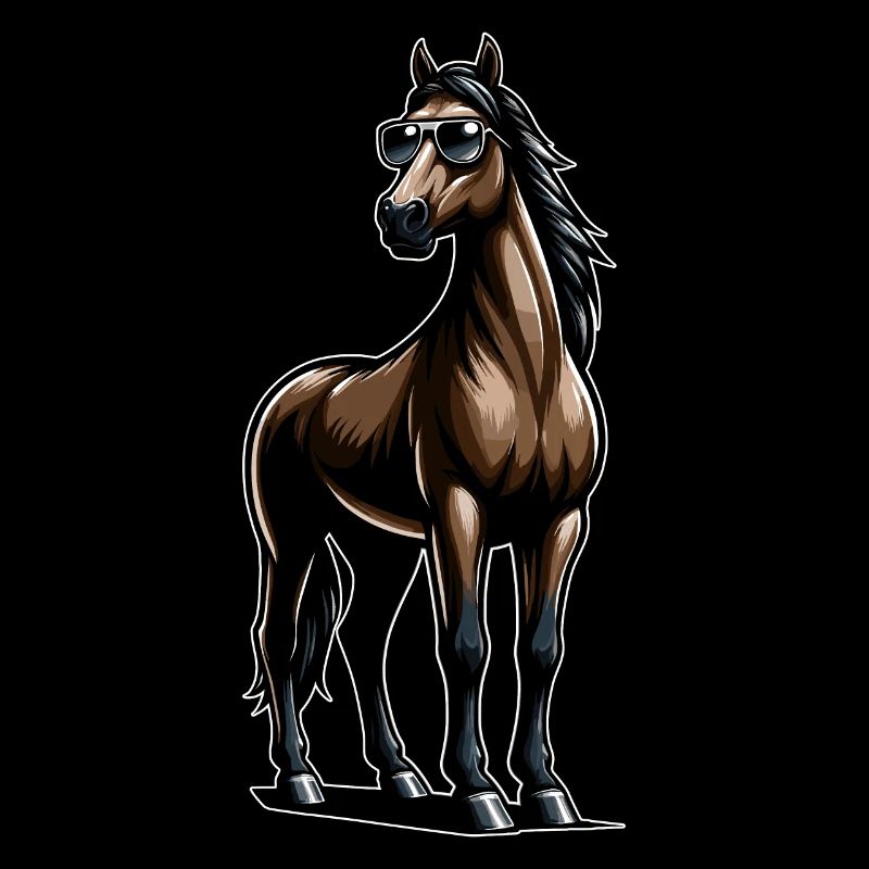 Pferd mit Sonnenbrille in Comicstyle