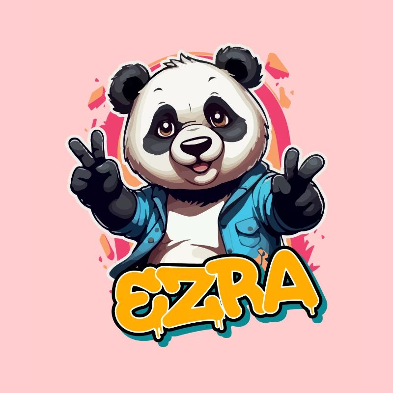 EZRA - Beau prénom de garçon avec panda cool