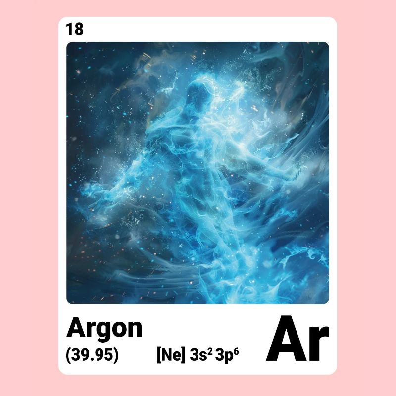 Argon Ar Élément chimique Tableau périodique 018