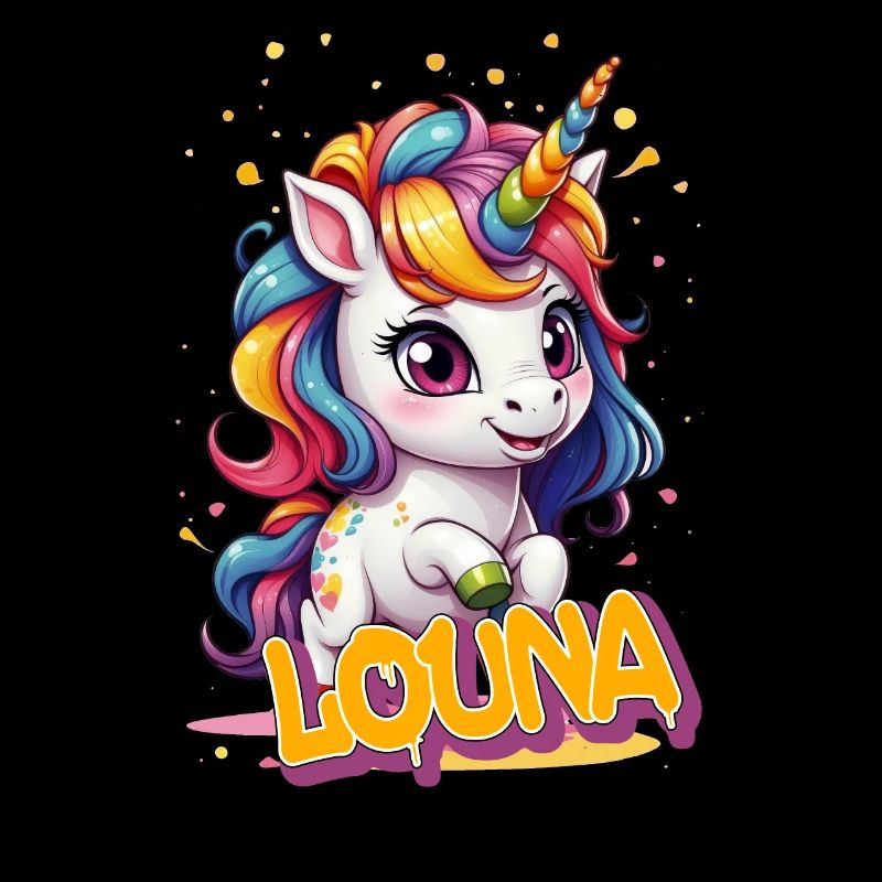 LOUNA - Schöner Mädchen Name mit süßem Einhorn