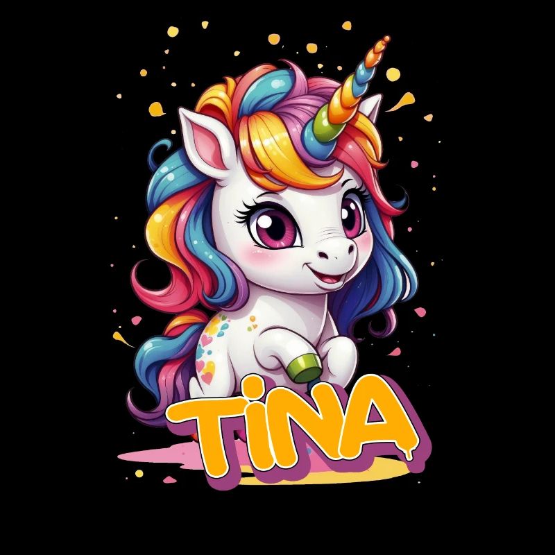 TINA - Schöner Mädchen Name mit süßem Einhorn