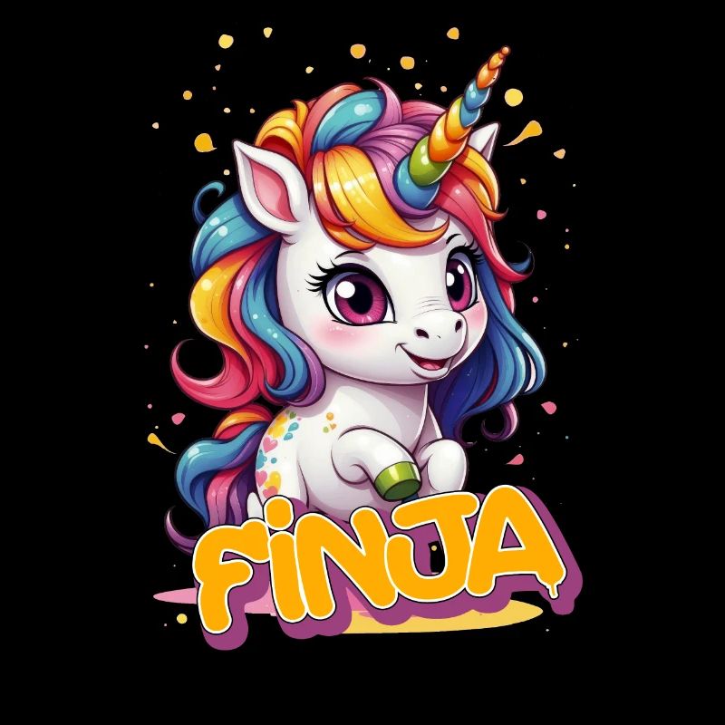 FINJA - Schöner Mädchen Name mit süßem Einhorn