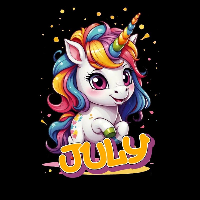 JULY - Schöner Mädchen Name mit süßem Einhorn