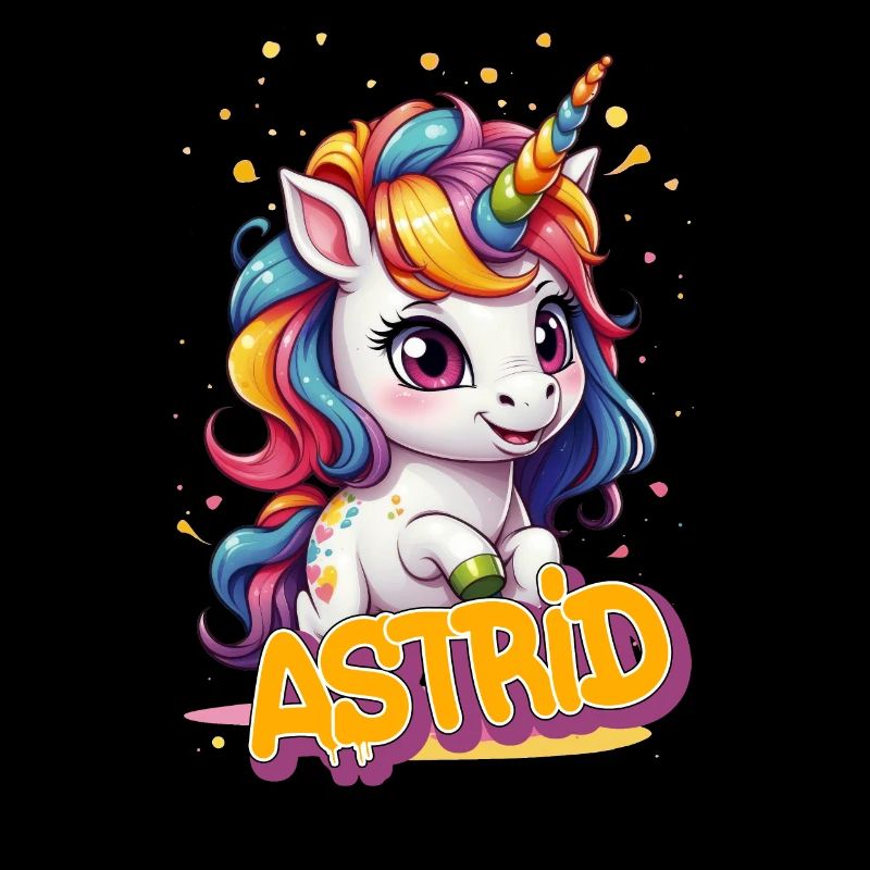 ASTRID - Schöner Mädchen Name mit süßem Einhorn