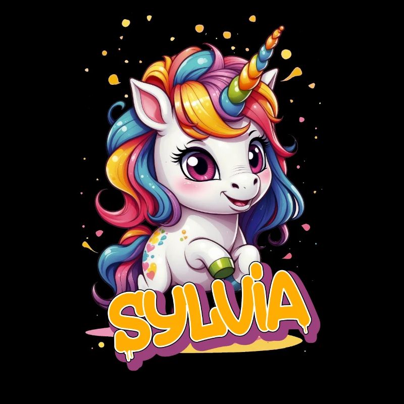 SYLVIA - Schöner Mädchen Name mit süßem Einhorn