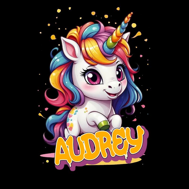 AUDREY - Schöner Mädchen Name mit süßem Einhorn