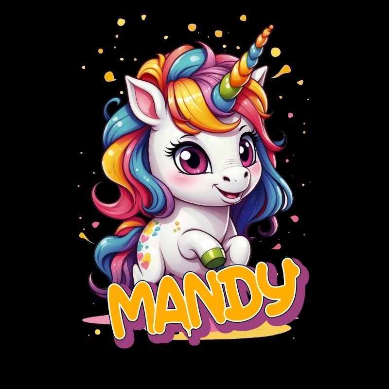 MANDY - Schöner Mädchen Name mit süßem Einhorn