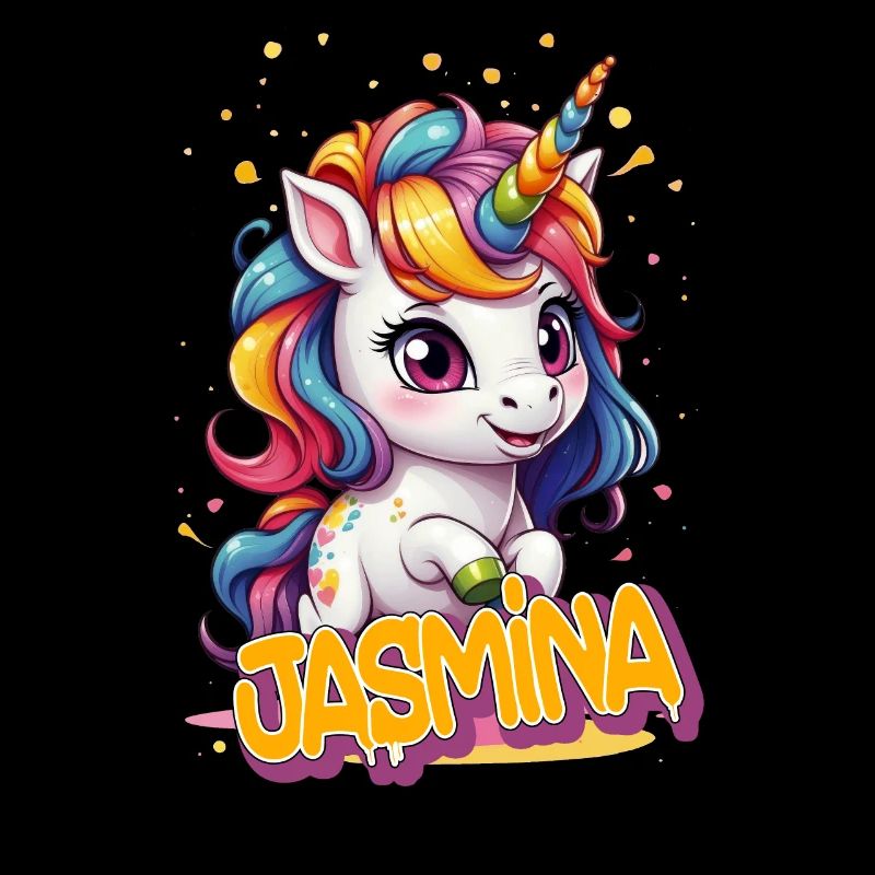 JASMINA - Schöner Mädchen Name mit süßem Einhorn