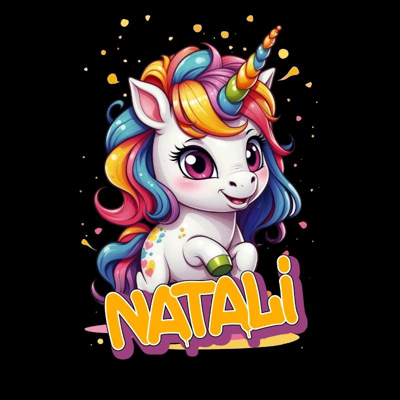 NATALI - Schöner Mädchen Name mit süßem Einhorn