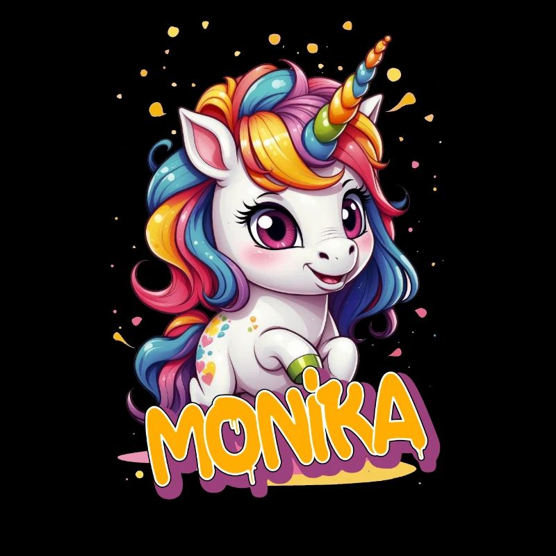 MONIKA - Schöner Mädchen Name mit süßem Einhorn