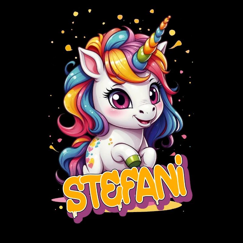 STEFANI - Schöner Mädchen Name mit süßem Einhorn
