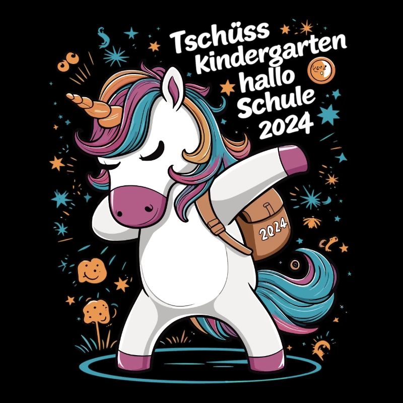 Tschüss Kindergarten Hallo Schule 2024 Einhorn