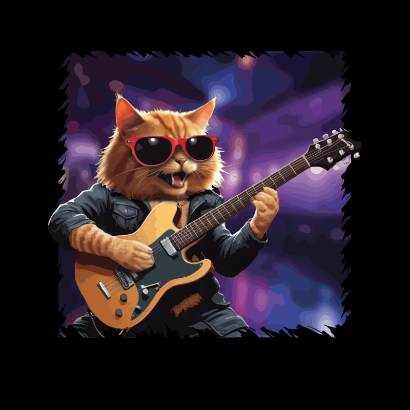 Funny Cat Plays Guitar Instruments Cute