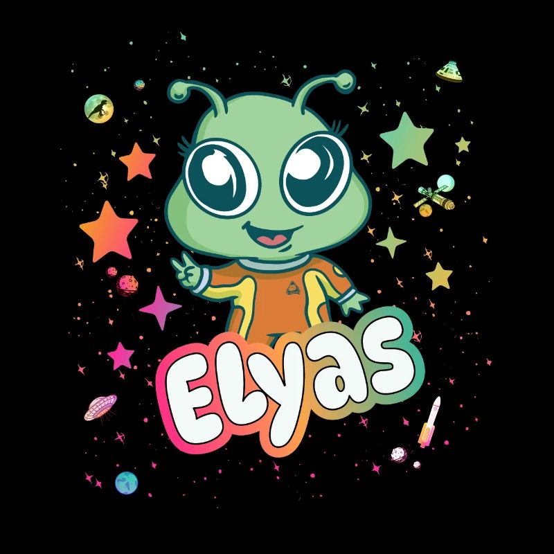 ELYAS - Beau nom de garçon avec un extraterrestre mignon