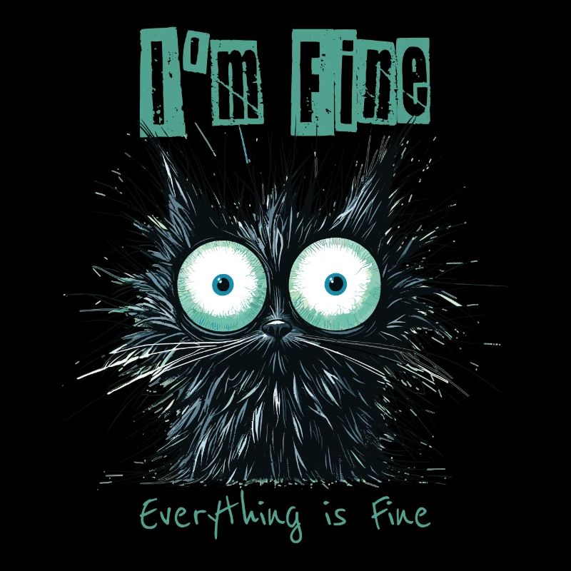Zerzauste Katze I'm Fine Everything is Fine