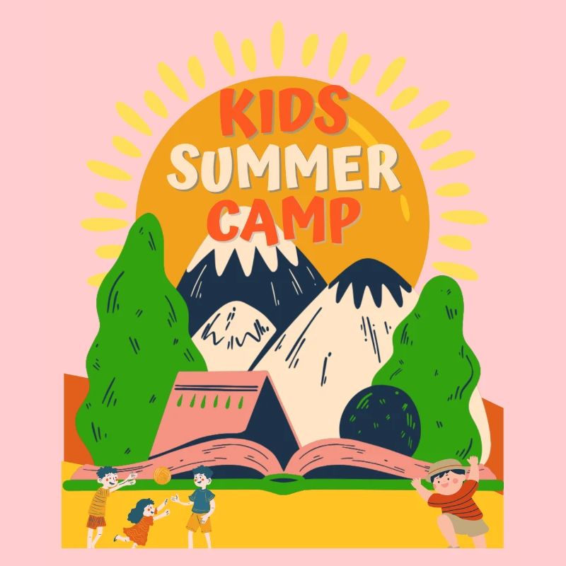 Aventure de camp d’été pour enfants mignons vacances d’été 2024