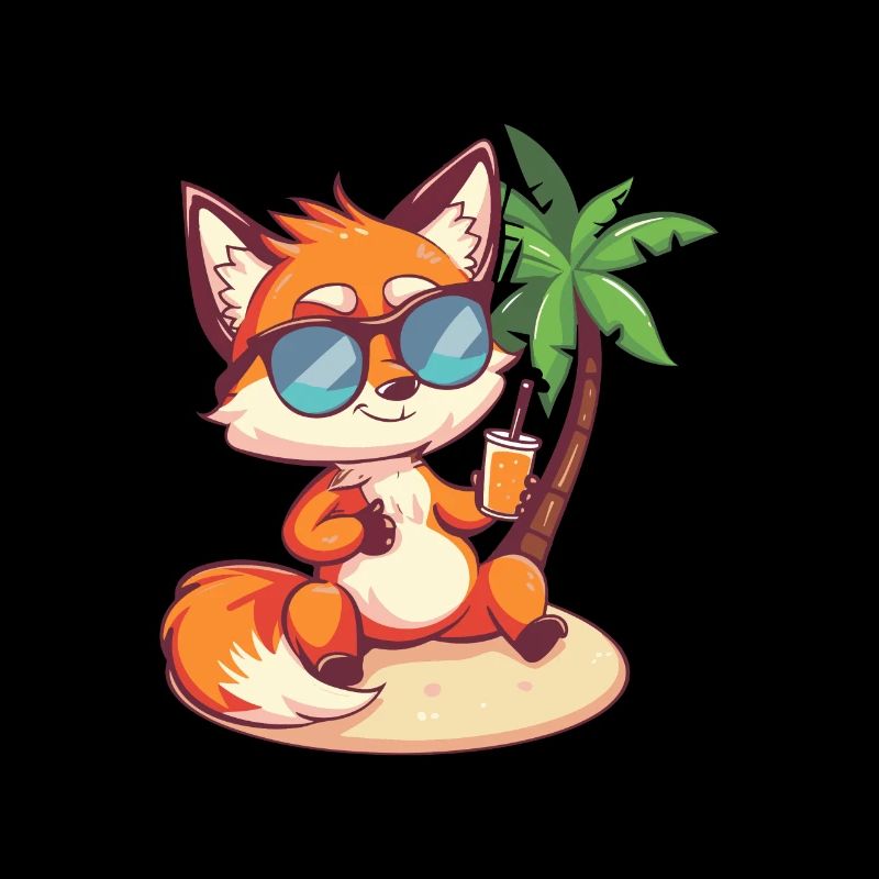 Fuchs Sommer Strand Comic