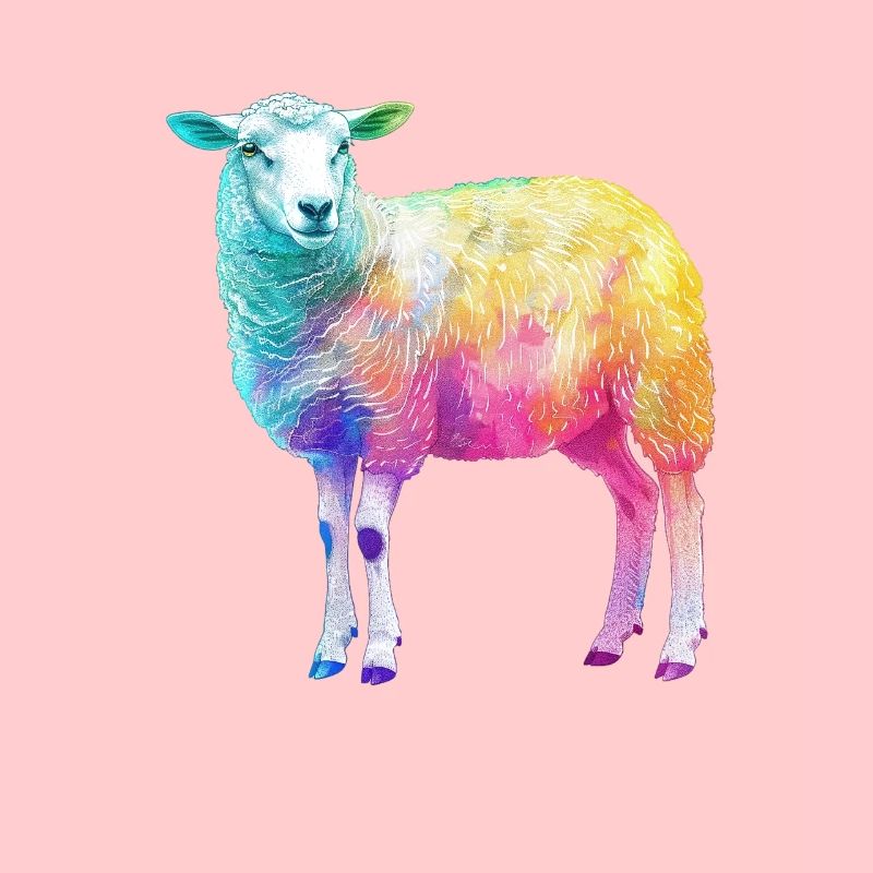 Schaf mit Regenbogen Shepherd-Farmtier